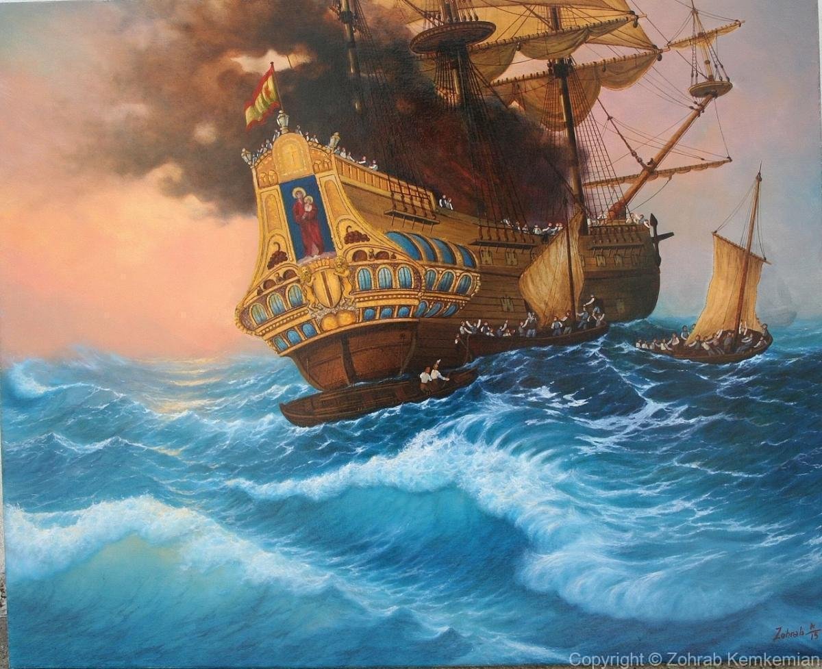 2015 Abandoning Burning Spanish gold ship and awaiting for rescue